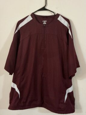 Men's Tonix Maroon And White Warm-up/Cage Jacket Activewear Shirt, Size XL